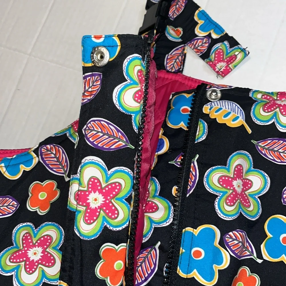 Hanna Andersson-14(160)- Floral Snowsuit - Black and Multicolor bib snow overall